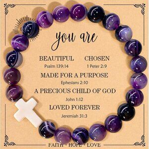 Handcrafted Women Cross Bracelet, Inspirational Religious Special Keepsake